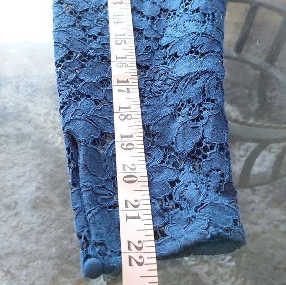 Express Women's Navy Blue Puffed Sleeves Lace Blouse Size S - Picture 9 of 11